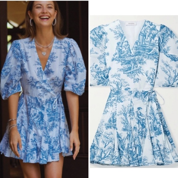 RARE Rhode ROSIE COTTON MINI WRAP DRESS IN FRENCH WHITE TOILE - Picture 1 of 9